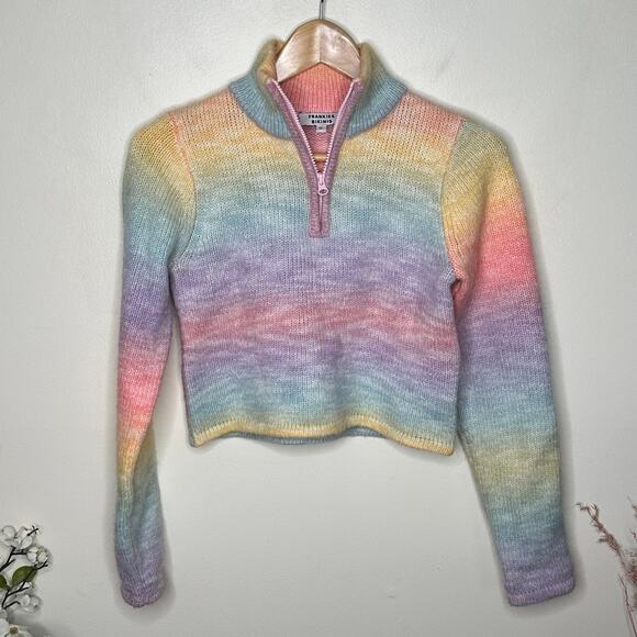 FRANKIES BIKINIS Bowie Cropped Knit Sweater Cotton Candy Sz S {ZZ18} - Picture 5 of 8